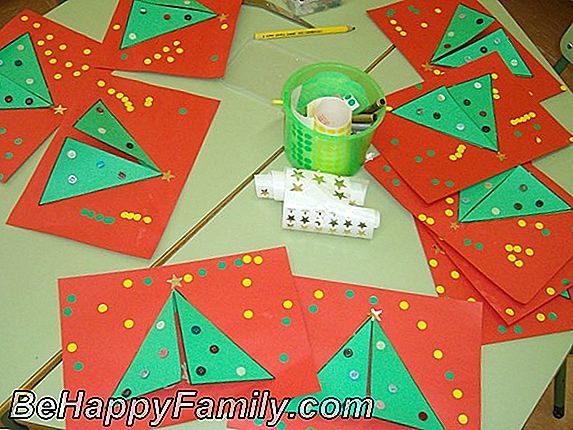 Tareas navideñas con papel: estampado, cosecha, color